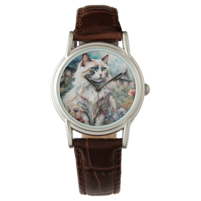 Ragdoll Cat in English Garden Watch (Front)