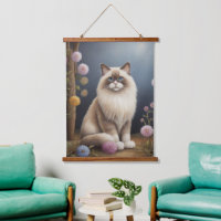 Ragdoll Cat in Garden Fluffy Pet Illustration