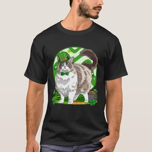 Ragdoll Cat Lucky Leprechaun St Patricks Day T-Shirt (Front)