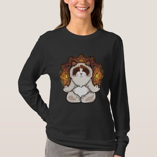 Ragdoll Cat Meditation Gift Women Relaxation Yoga T-Shirt (Front)