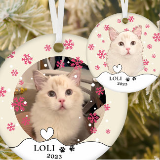 Ragdoll Cat Personalised Hand Drawing Ceramic Tree Decoration