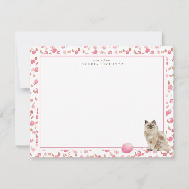 Ragdoll Cat Personalised Stationery Card (Front)