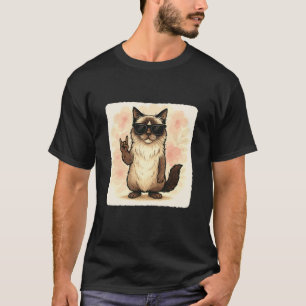 Ragdoll Cat Sunglasses Rock Music Funny Retro T-Shirt
