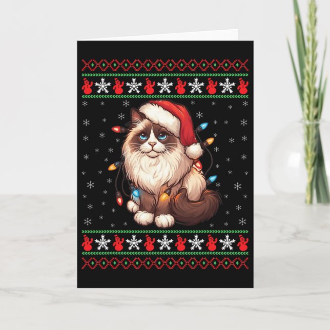 Ragdoll Cat Ugly Christmas Ragdoll Cat Xmas Lighti Card (Front)