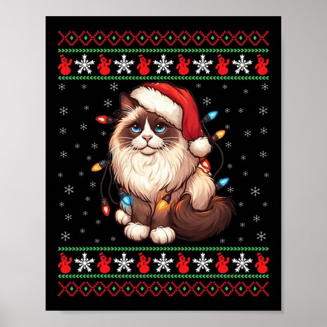 Ragdoll Cat Ugly Christmas Ragdoll Cat Xmas Lighti Poster (Front)