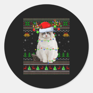 Ragdoll Cat Ugly Christmas Sweaters Holiday Santa  Classic Round Sticker