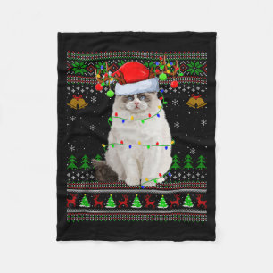 Ragdoll Cat Ugly Christmas Sweaters Holiday Santa Fleece Blanket