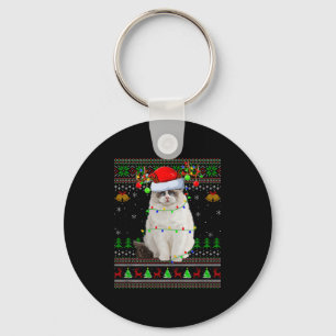 Ragdoll Cat Ugly Christmas Sweaters Holiday Santa Key Ring