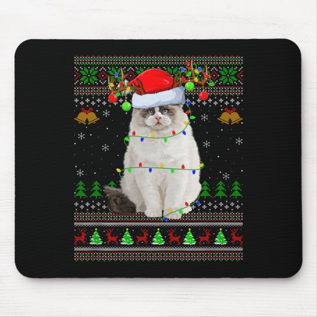 Ragdoll Cat Ugly Christmas Sweaters Holiday Santa  Mouse Pad (Front)