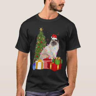 Ragdoll Cat With Santa Hat Christmas Tree Light T-Shirt