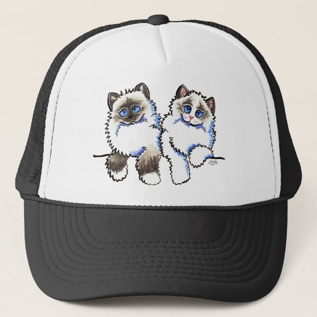 Ragdoll Cats Pair of Dolls Off-Leash Art™ Trucker Hat (Front)