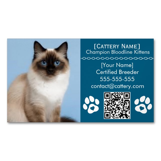 Ragdoll Cattery Customisable Cat Breeder Magnet  (Front)