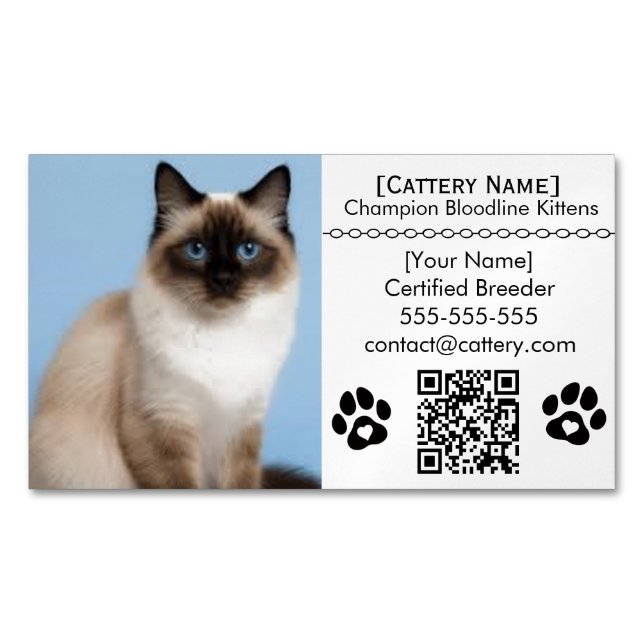 Ragdoll Cattery Customizable Cat Breeder Magnet  (Front)
