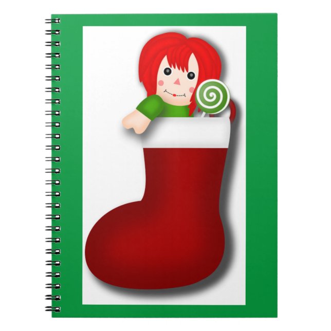 RAGDOLL CHRISTMAS STOCKING SPIRAL NOTEBOOK (Front)