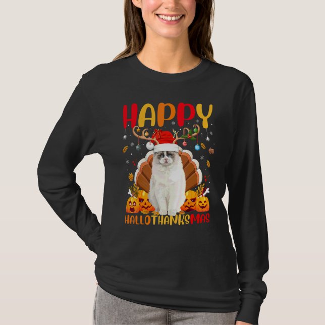 Ragdoll Dog  Happy Ragdoll Hellothanksmas T-Shirt (Front)