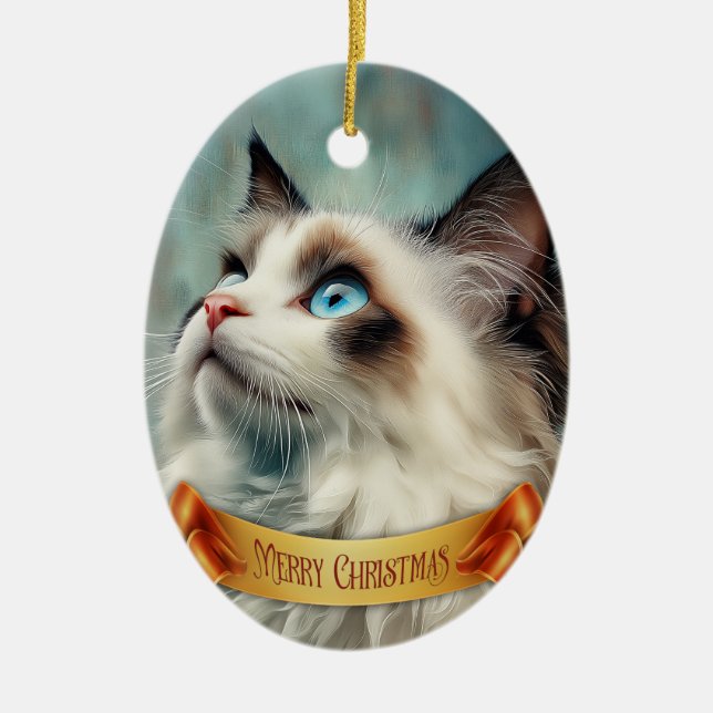 Ragdoll kitten ceramic tree decoration (Front)