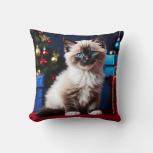 Ragdoll Kitten Christmas Present  Cushion