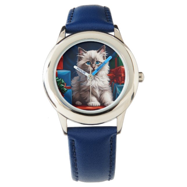 Ragdoll Kitten Christmas Present  Watch (Front)