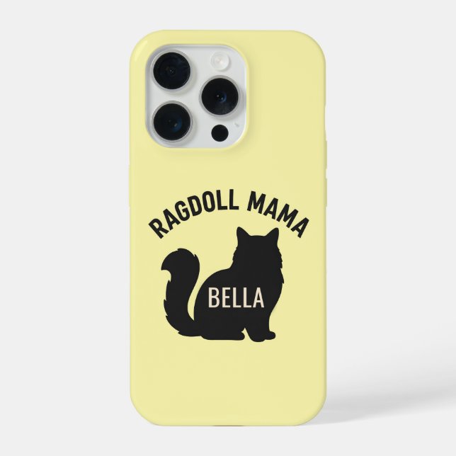 Ragdoll Mama Cat Silhouette Personalized Name iPhone Case (Back)