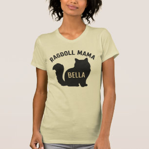 Ragdoll Mama Cat Silhouette Personalized Name T-Shirt