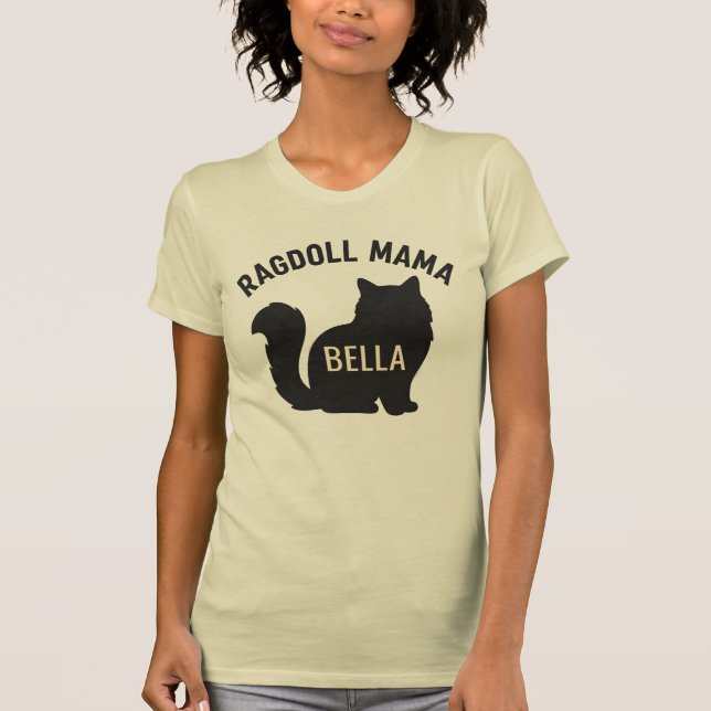 Ragdoll Mama Cat Silhouette Personalized Name T-Shirt (Front)