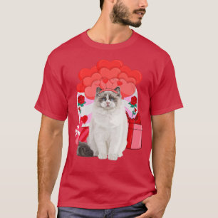 Ragdoll Valentines Day Cat Hearts balloons  T-Shirt