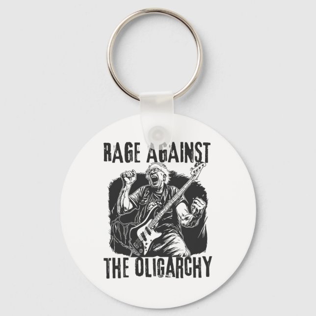 Rage Against Oligarchy Bernie Sanders Fight Protes Key Ring (Front)