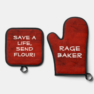 Rage Baker Dark Red Oven Mitt and Pot Holders Oven Mitt & Pot Holder Set