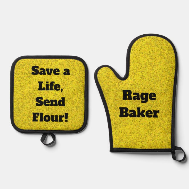 Rage Baker Yellow Oven Mitt and Pot Holders  Oven Mitt & Pot Holder Set (Front)