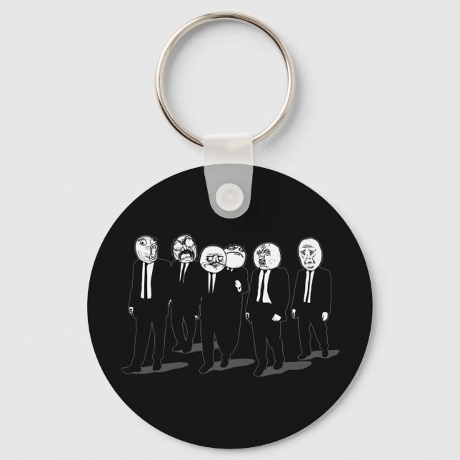 rage comic meme faces walking key ring (Front)