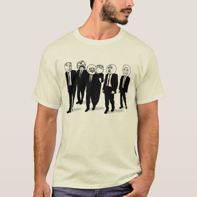 rage comic meme faces walking. me gusta. T-Shirt (Front)