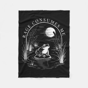 Rage Consumes Cute Funny Frog Vintage Lake Meme Fleece Blanket
