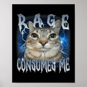 Rage Consumes Me Cat Vintage Funny Meme Poster