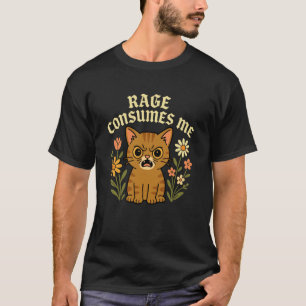 Rage Consumes Me Cute Angry Cat Sarcastic Kitten L T-Shirt