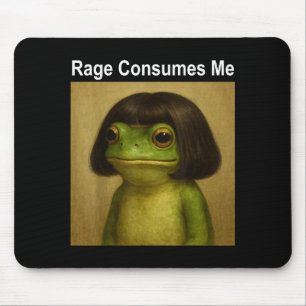 Rage Consumes Me Frog Funny Frog Bob Haircut Meme Mouse Pad