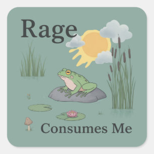 Rage Consumes Me Frog Pond Meme Frog Vintage Style Square Sticker