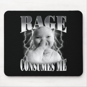 Rage Consumes Me Funny Ai Baby Holding Laugh Brain Mouse Pad
