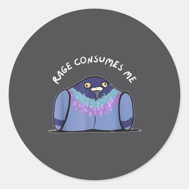 Rage Consumes Me Funny Geon Meme Hand Drawn  Classic Round Sticker (Front)