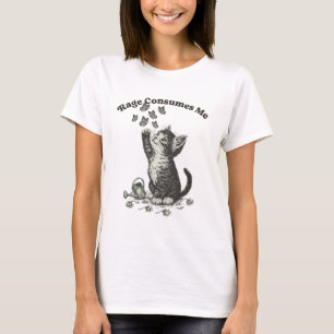 Rage Consumes Me Gothic Cat Illustration Sarcastic T-Shirt