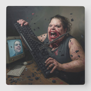 Rage Error: System Failure - Ctrl Alt Delirium Square Wall Clock