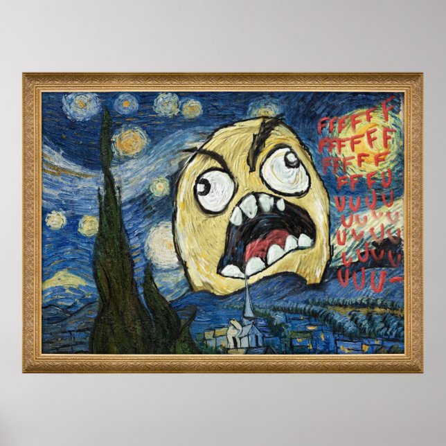 Rage Face Meme Face Comic Classy Painting Poster (Front)