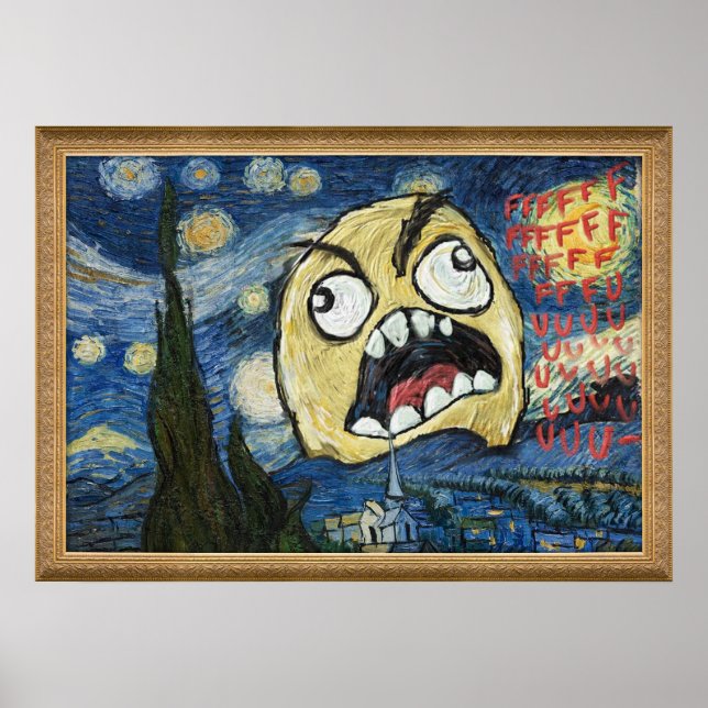 Rage Face Meme Face Comic Classy Painting Poster (Front)