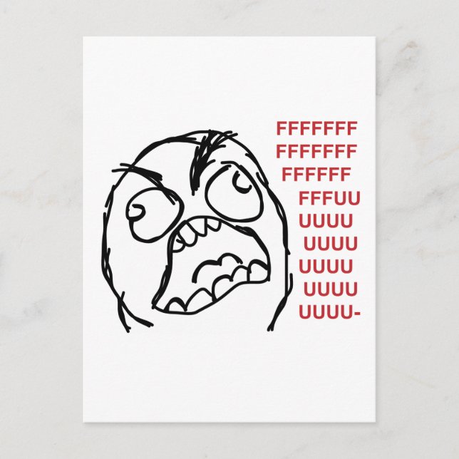 Rage guy fuuu fuuuu postcard (Front)