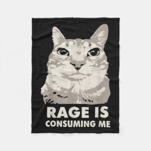Rage Is Consuming Me Angry Cat Meme Sarcasm Funny  Fleece Blanket