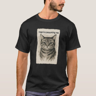 Rage is Consuming Me Funny Silly Staring Cat Meme T-Shirt