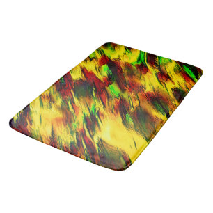 Raged stained from red to yellow, a little green  bath mat