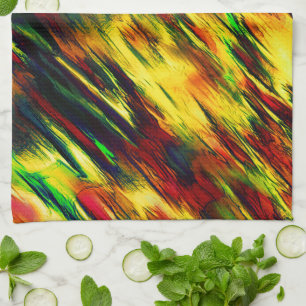 Raged stained from red to yellow, a little green tea towel