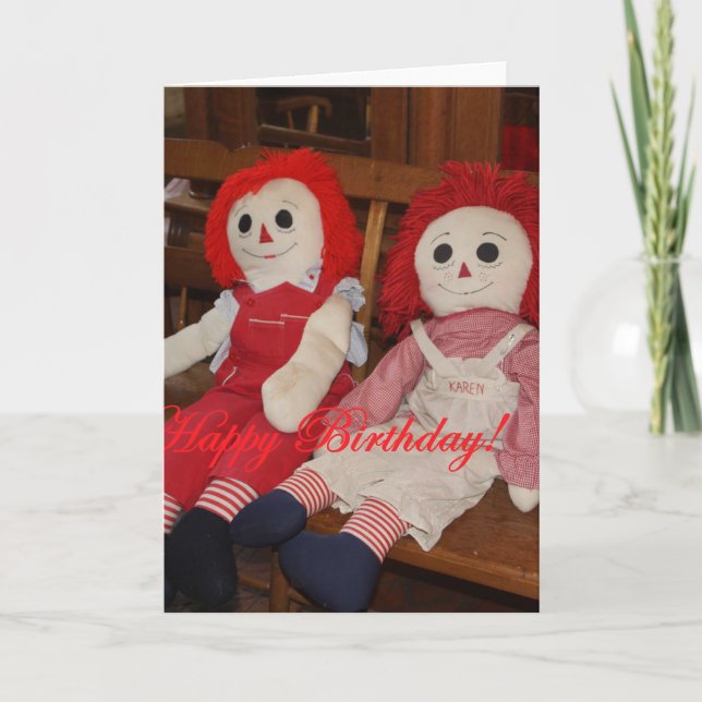 RAGGEDY ANN AND ANDY DOLLS BIRTHDAY CARD (Front)