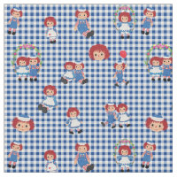 Raggedy Ann and Andy on Dark Blue Gingham