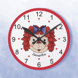 Raggedy Ann Face Personalised Round Clock